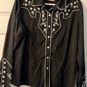 Scully Black Shirt with White Accents